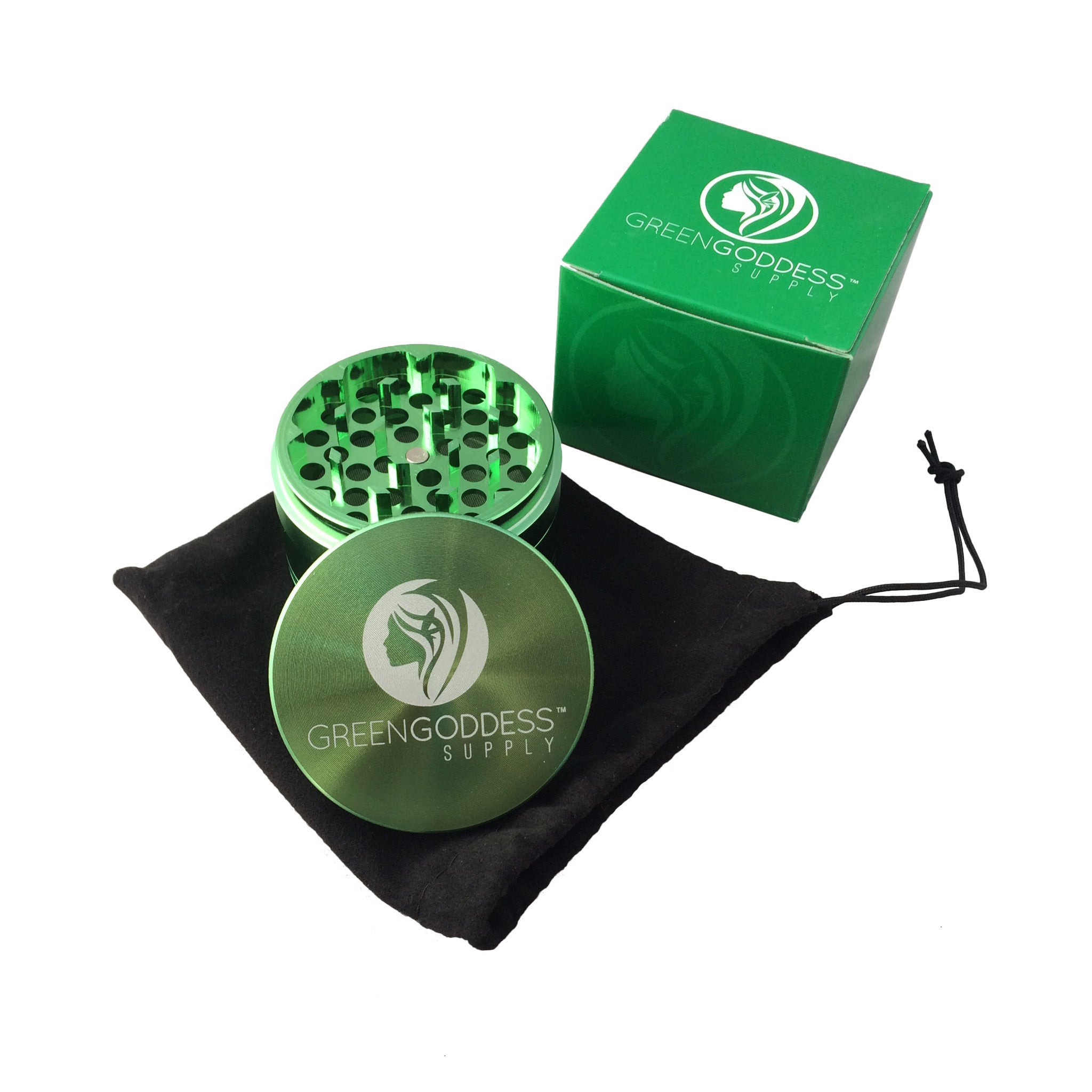 2.5" 4-Piece Aluminum Grinder - Green - Green Goddess Supply