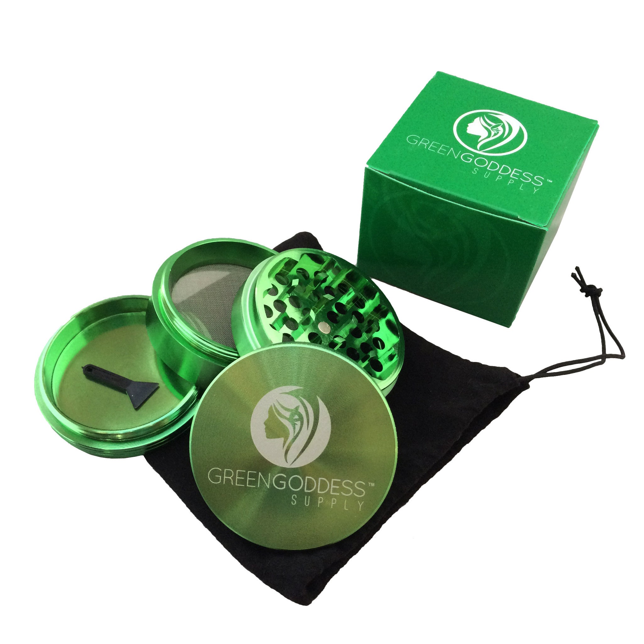 2.5" 4-Piece Aluminum Grinder - Green - Green Goddess Supply