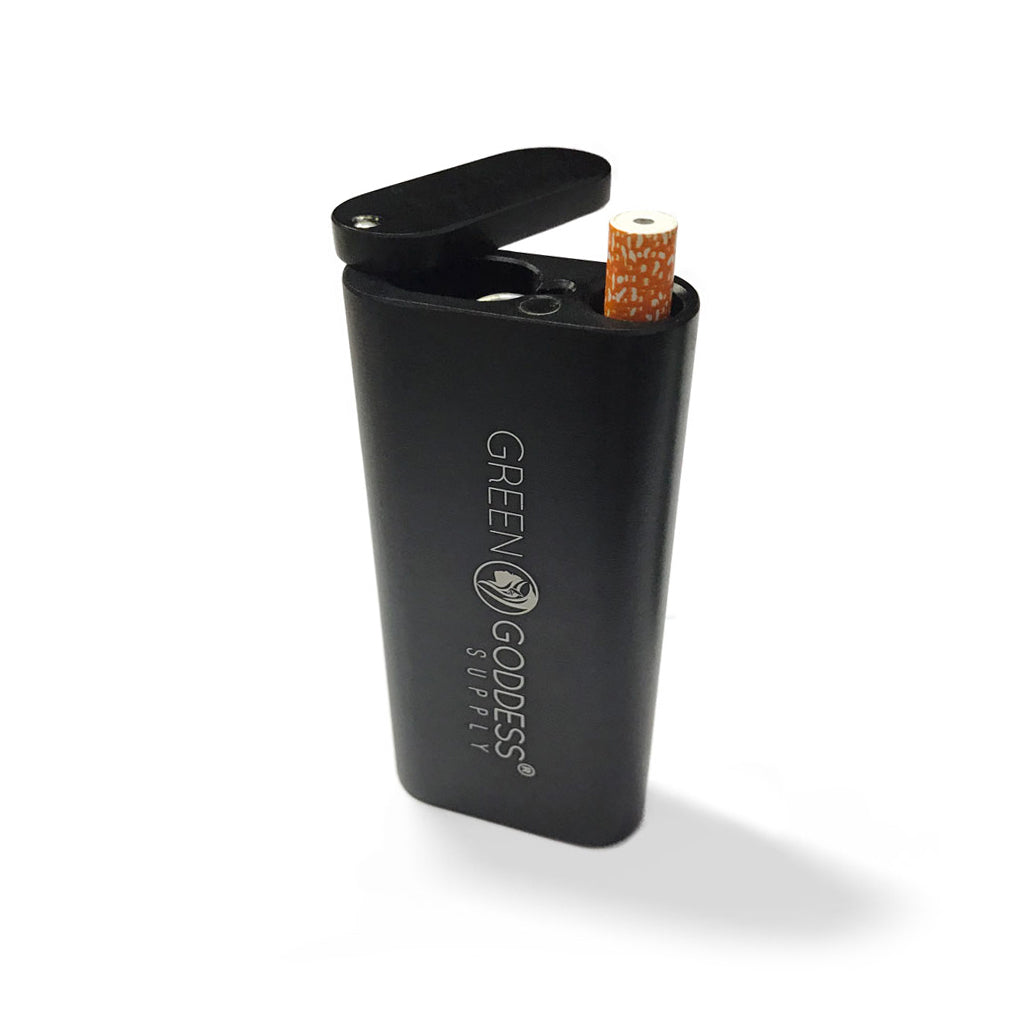 4" Aluminum Dugout with Magnetic Top - Black - Green Goddess Supply