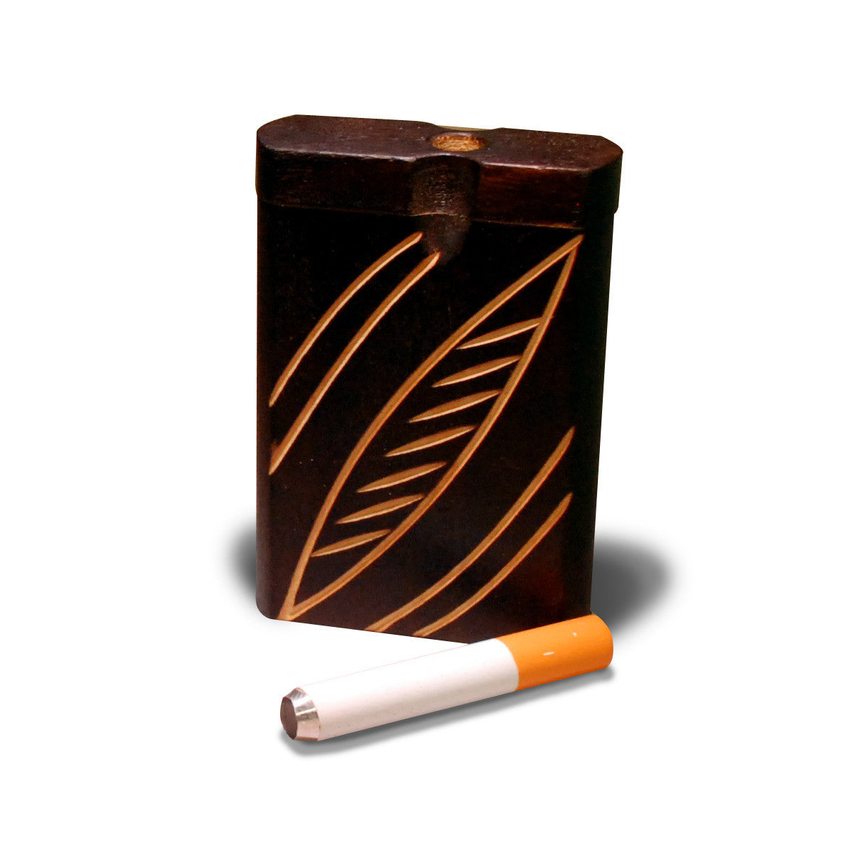 3" Swivel Cap Wooden Dugout - Palm Leaf - Green Goddess Supply