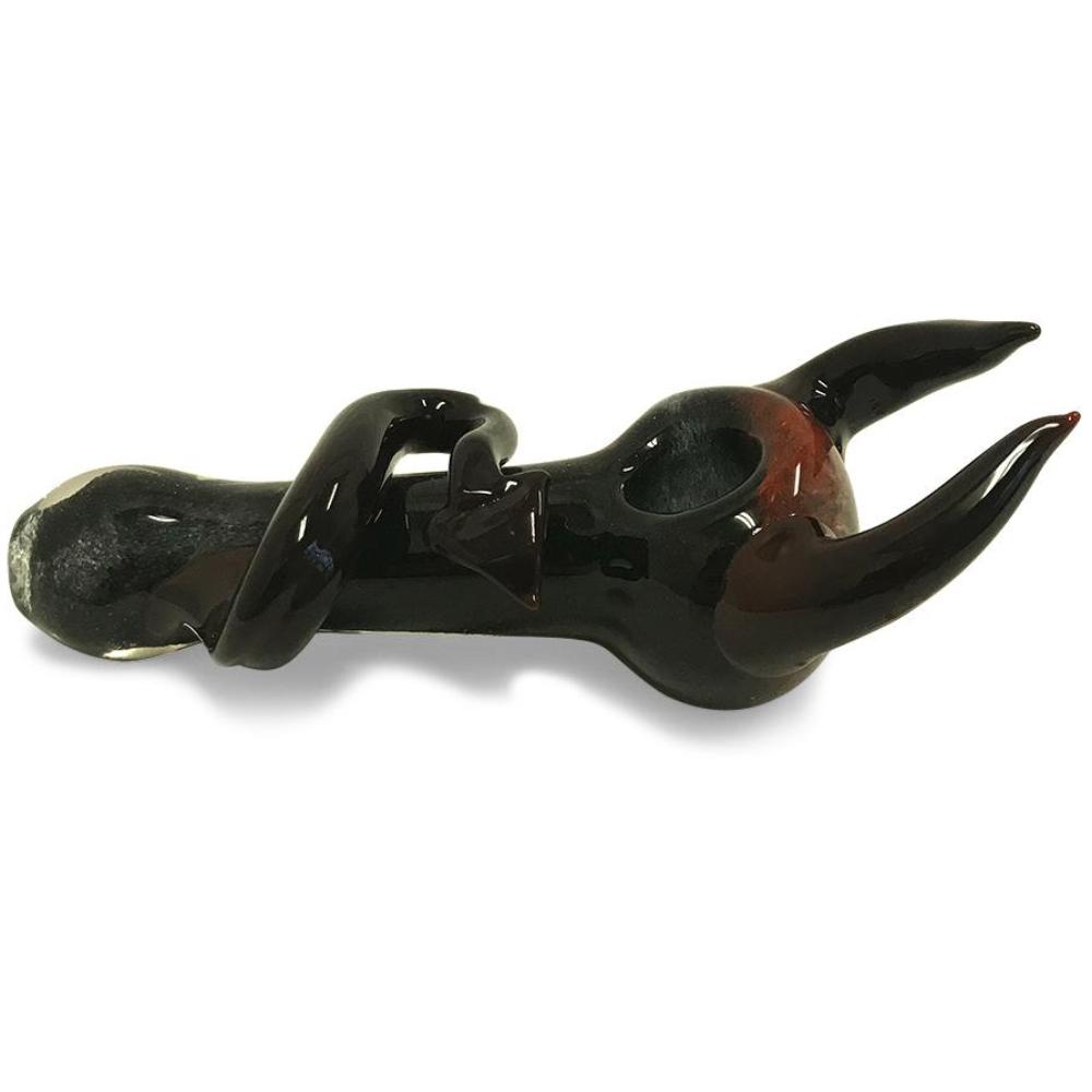 The Little Devil - Black and Red Glass Spoon - Green Goddess Supply