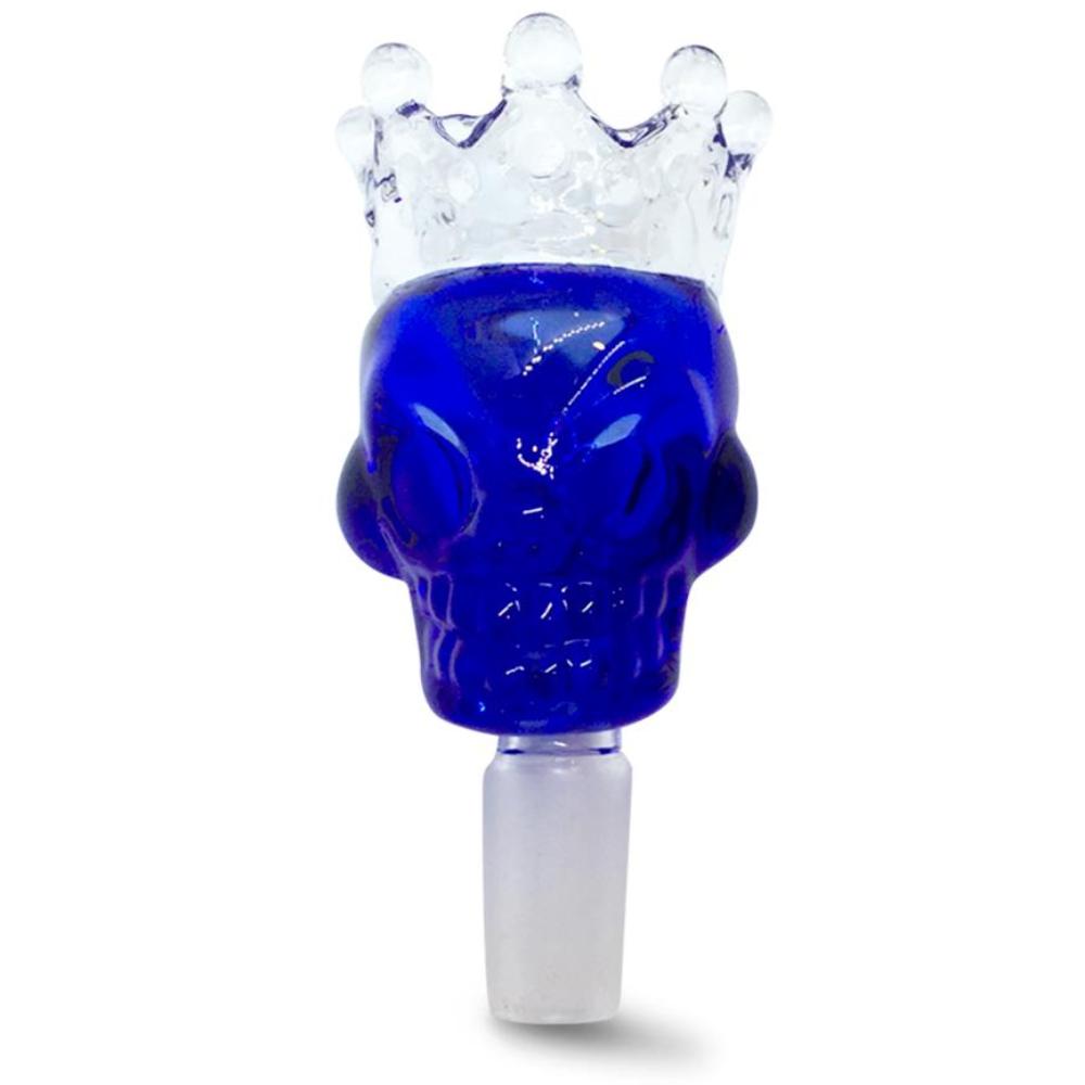 14mm Male Blue Skull Crown Herb Holder - Green Goddess Supply