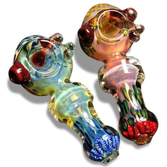 HIS AND HERS Bundle! Multi-Colored Glass Spoons with Pink and Blue Swirls - Green Goddess Supply