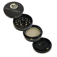 2.5 inch 4-Piece Aluminum Grinder - Black - Green Goddess Supply