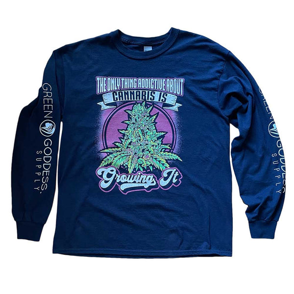 Blue "Addictive" Long Sleeve Tee Shirt