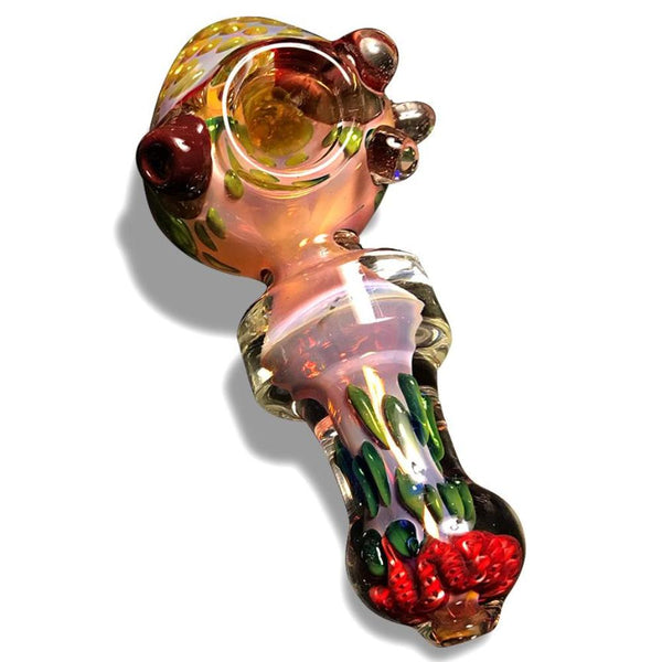 Multi-Colored Glass Spoon with Pink Swirls