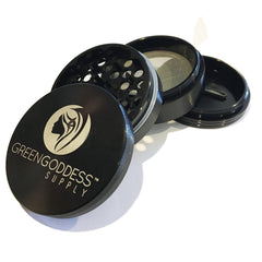 2.5 inch 4-Piece Aluminum Grinder - Black - Green Goddess Supply