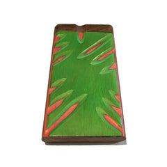 4" Carved Wood Swivel Cap Dugout - Green/Pink - Green Goddess Supply