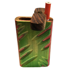 4" Carved Wood Swivel Cap Dugout - Green/Pink - Green Goddess Supply