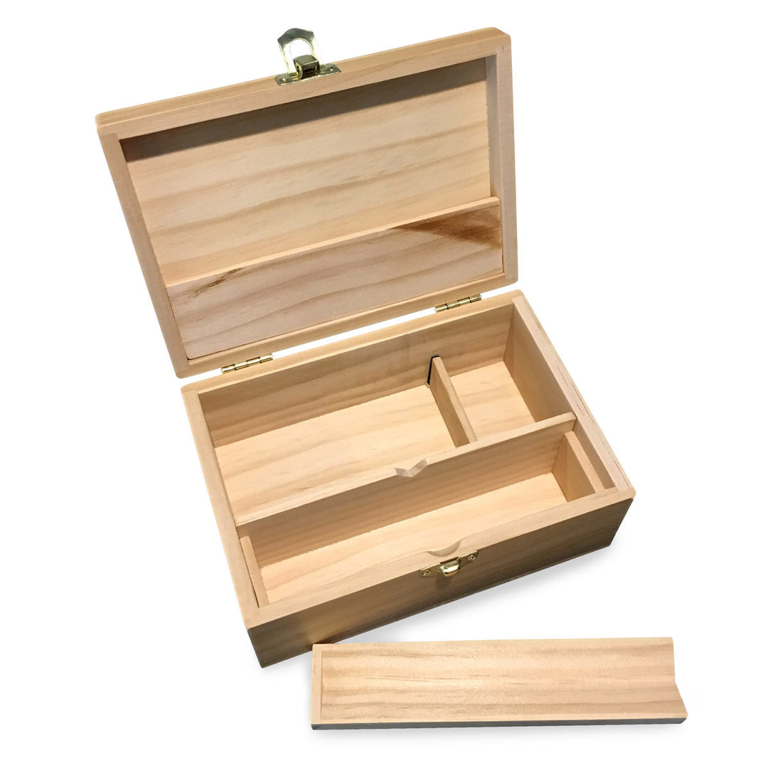 Medium Wooden Storage Box w/ Latching Lid &amp; Rolling Jig