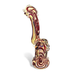 Maroon Accented Translucent Bubbler - Green Goddess Supply