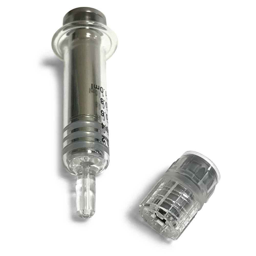 1ml Glass Syringe with Stainless Steel Plunger (Silver) - Green Goddess Supply